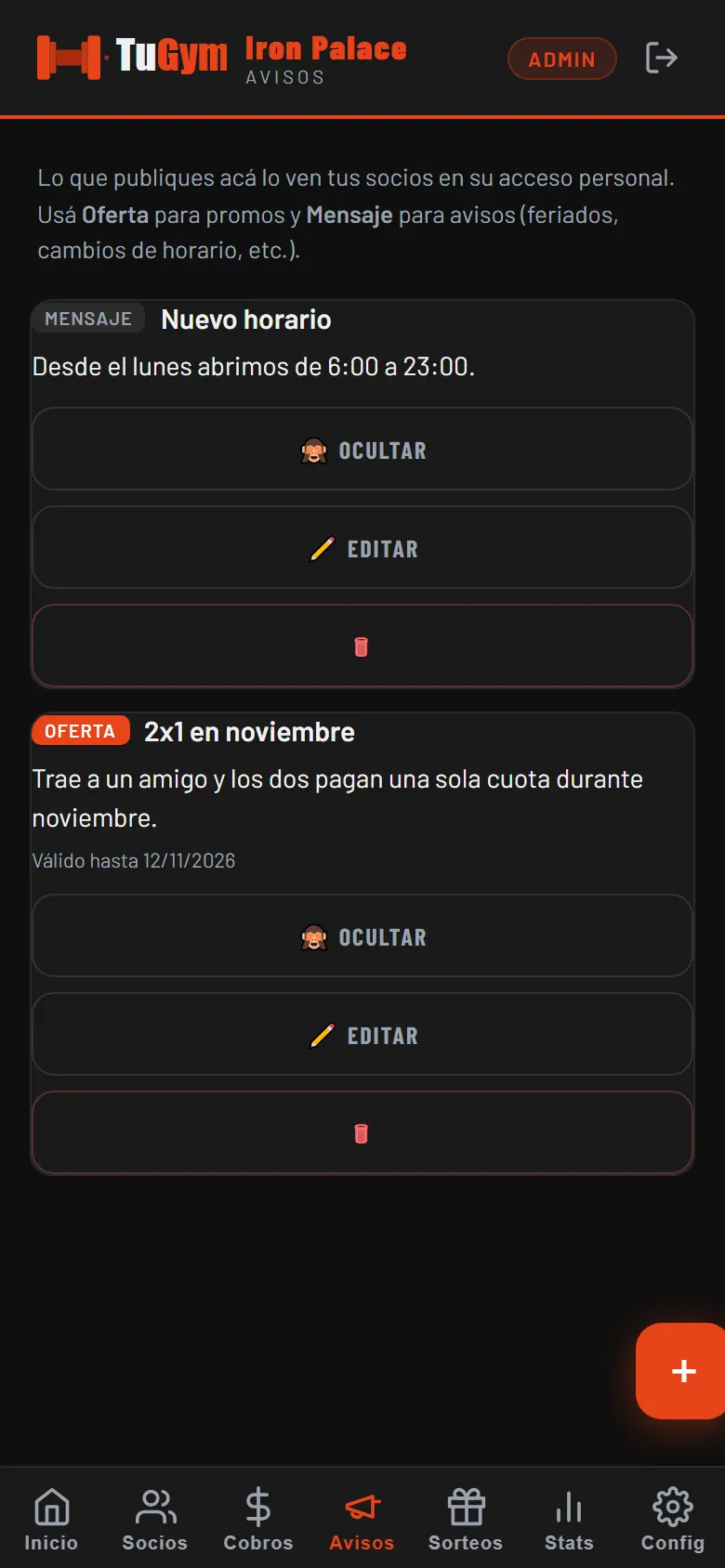 Captura de TuGym: Avisos y ofertas para todos